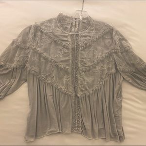 Grey high neck blouse